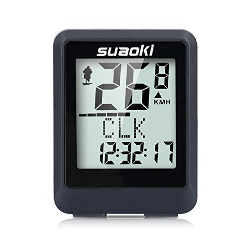 Suaoki Wireless Bike Computer Bicycle Speedometer Bike Odometer with LCD Backlight, 5 Language Displays, Auto Power On/Off Systems, Multi Function for Cycling