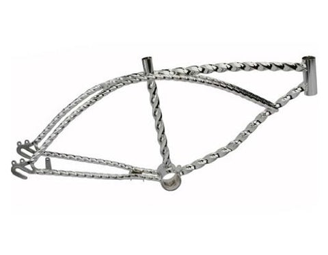 20" Twisted Lowrider Frame Chrome. Bike frame, bicycle frame, lowrider bike frame, lowrider bicycle frame