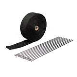 HM&FC Black Fiberglass Exhaust Header Pipe Wrap 50 Ft (L) * 2 In (W)*0.06 In (T)