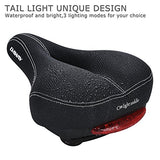 Comfortable Men Women Bike Seat - DAWAY C99 Memory Foam Padded Leather Wide Bicycle Saddle Cushion with Taillight, Waterproof, Dual Spring Designed, Soft, Breathable, Fit Most Bikes, 1 Year Warranty