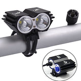 Nestling X2 CREE XM-L U2 LED Rechargeable Waterproof 5000Lm Black Bicycle Bike light headlamp + 1x Free 5 LED tail light with Install Holder + Charger Battery