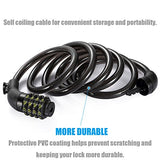 Bike Lock Cable, UShake 6-Feet Bike Cable Basic Self Coiling Resettable Combination Cable Bike Locks with Complimentary Mounting Bracket, 6 Feet x 1/2 Inch