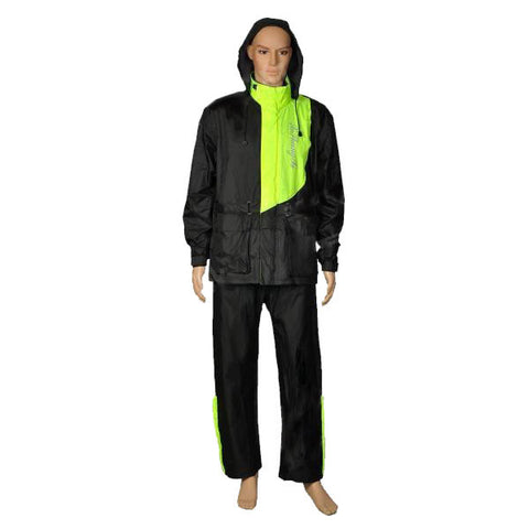 XSX Fashion Adults Motorcycling Waterproof Rain Coat + Pants - Black + Green