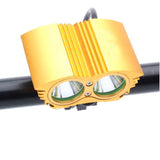 UltraFire T6 2-LED 2000lm 4-Mode White Bicycle Light Headlamp - Golden