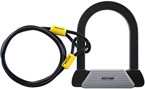 SIGTUNA U Lock - 16mm Hardened Steel Bike lock with 1800mm Woven Steel Flex Cable + Keyhole Cover