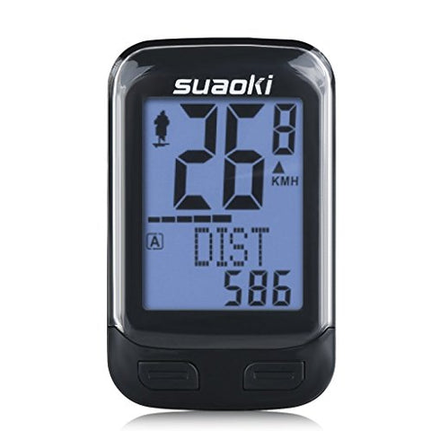 Suaoki Wireless 2.4GHz Transmission Bike Cycling Computer with Cadence Sensor Bicycle Speedometer Odometer Track Calories User A/B Backlight Water Resistant etc 22 Function