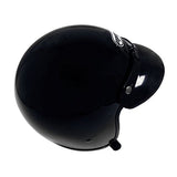 MMG 207 - Motorcycle 3/4 Open Face Helmet Snap On Visor Street Cafe Racer D O T - Glossy Black (Large) with Goggles