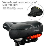 Comfortable Men Women Bike Seat - DAWAY C99 Memory Foam Padded Leather Wide Bicycle Saddle Cushion with Taillight, Waterproof, Dual Spring Designed, Soft, Breathable, Fit Most Bikes, 1 Year Warranty
