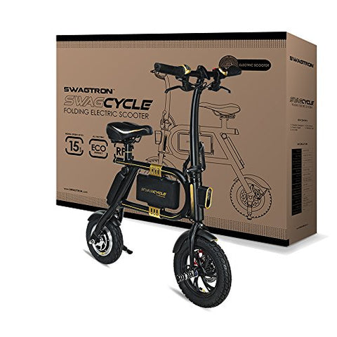 swagtron folding electric bicycle SWAGTRON SwagCycle E-Bike – Folding Electric Bicycle with 10 Mile Range, Collapsible Frame, and Handlebar Display