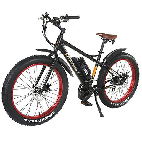 Onway 26" 750W 7 Speed Snow & Beach Fat Tire Electric Bike, All Terrain Using with Pedal Assist and Throttle