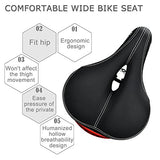 Comfortable Men Women Bike Seat - DAWAY C99 Memory Foam Padded Leather Wide Bicycle Saddle Cushion with Taillight, Waterproof, Dual Spring Designed, Soft, Breathable, Fit Most Bikes, 1 Year Warranty