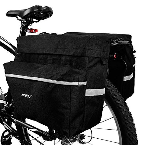 BV Bike Bag Bicycle Panniers with Adjustable Hooks, Carrying Handle, 3M Reflective Trim and Large Pockets