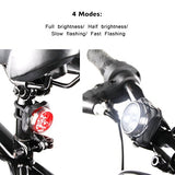 Ascher USB Rechargeable Bike Light Set,Super Bright Front Headlight and Free Rear LED Bicycle Light,650mah Lithium Battery,4 Light Mode Options, Water Resistant IPX4(2 USB cables and 4 Strap Included)