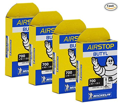 Michelin Airstop PRESTA Valve 700 x 18-25C 40mm Bicycle Tube - 4 PACK - NEW IN BOX