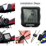 Enkeeo Wired Bike Computer Bicycle Speedometer Bike Odometer with Backlit Display, Current/AVS/MAX Speed Tracking, Auto ON/OFF, Stopwatch Multifunction for Cyling