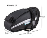 CestMall 1.2L Bicycle & MTB Cycling PU Saddle Bag, Waterproof Bike Bag Back Seat Pouch, Bicycle Repair Tools Pocket Pack with Reflective Stripes (New Black)