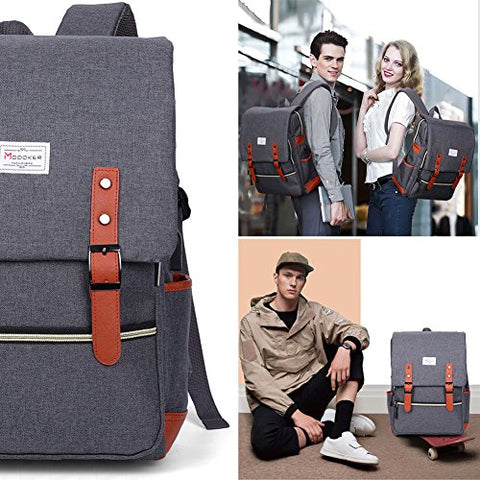 Vintage Laptop Backpack with USB Charging Port Women Canvas Bags