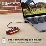 Blitzu Gator 380 USB Rechargeable Bike Light Set POWERFUL Lumens Bicycle Headlight FREE TAIL LIGHT, LED Front and Back Rear Lights Easy To Install for Kids Men Women Road Cycling Safety Flashlight