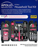 Apollo Tools DT9408P 53 Piece Household Tool Set with Wrenches, Precision Screwdriver Set and Most Reached for Hand Tools in Storage Case Pink Ribbon