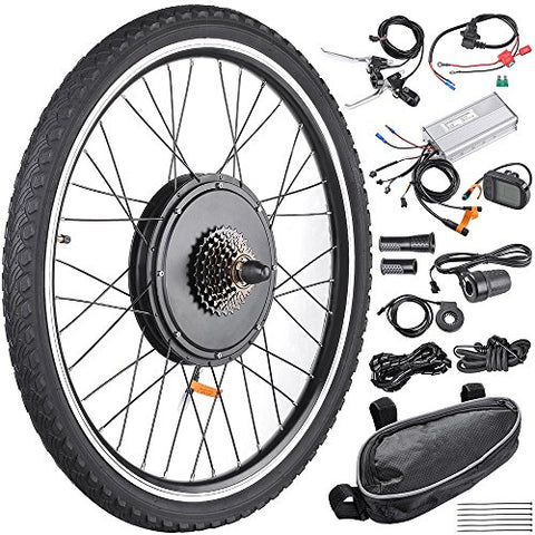 AW 26"x1.75" Rear Wheel Electric Bicycle LCD Display Motor Kit E-Bike Conversion 48V1000W