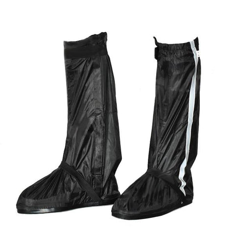 Motorcycle Waterproof Rain Boot Shoes Cover w/ Reflective Tape - Black (Size 42~43)