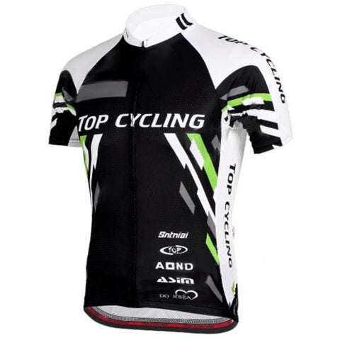 Topcycling Men's Outdoor Cycling Short Jersey Clothes - Black + White