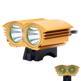 UltraFire T6 2-LED 2000lm 4-Mode White Bicycle Light Headlamp - Golden