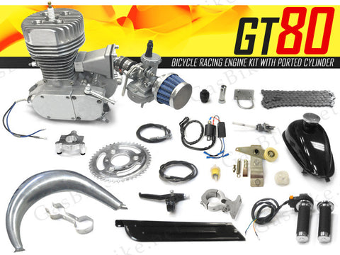 GT80 Bicycle Racing Engine Kit 66cc - 4.5 HP with Ported Cylinder